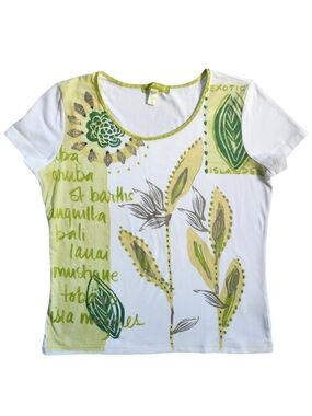Sigrid Olsen Petite Beaded Graphic Tee - Size S